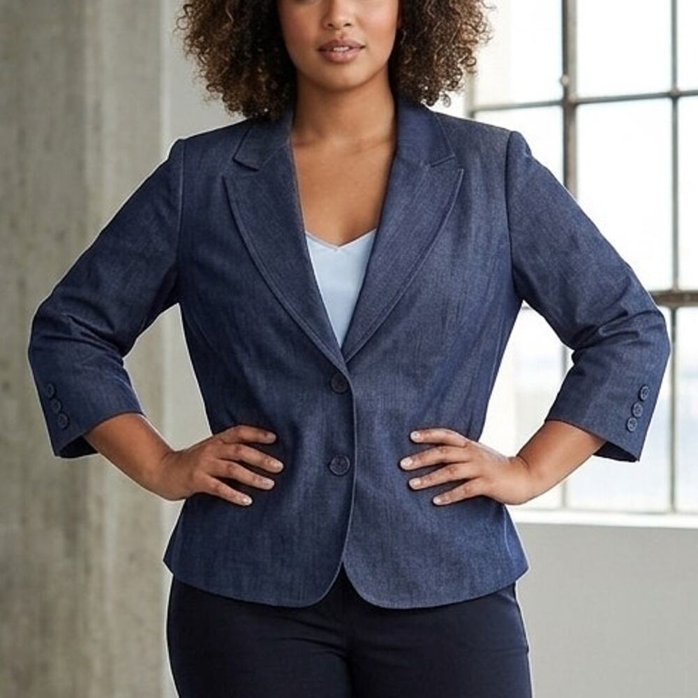 Sejour Chambre Blue Blazer Size 16W Jacket Slip in Pockets Casual Office Minimal